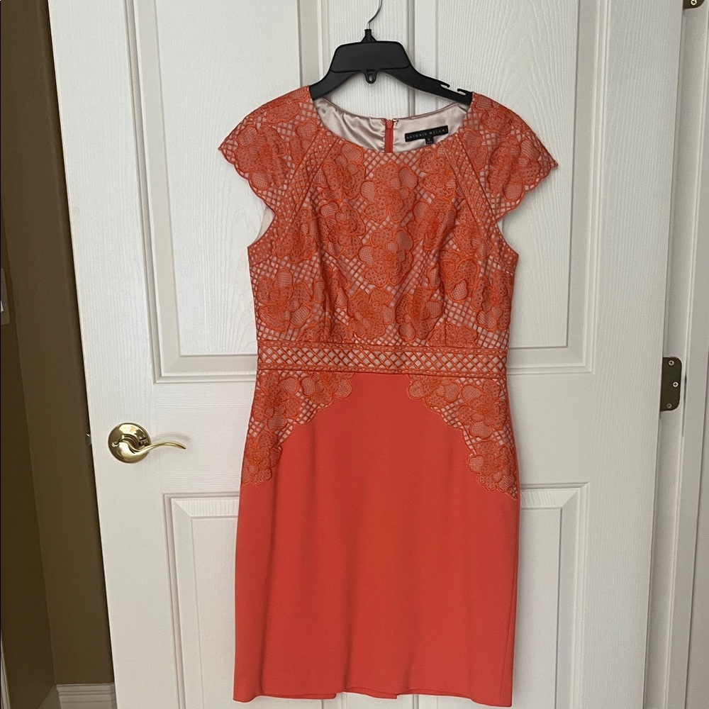 ANTONIO MELANI Orange Lace Cap Sleeve Midori Dress size 8